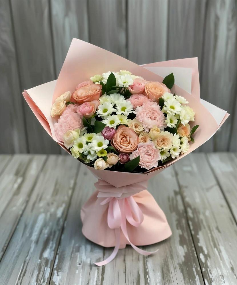 Букет цветов из: Гвоздики, Розы и Хризантемы в Фельдмаршальском