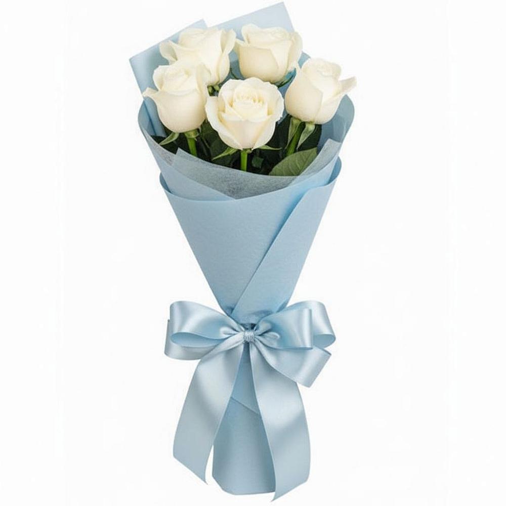 Букет 5 Белых роз Проуд в Фельдмаршальском