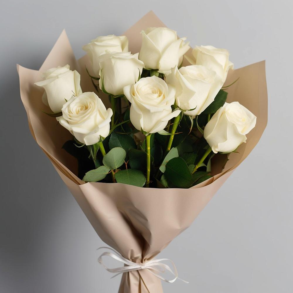 Букет 9 Белых роз Эдлесс Лав в Фельдмаршальском