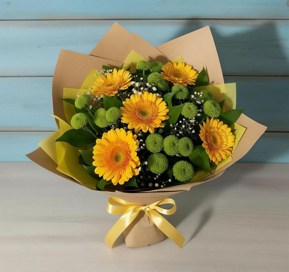 Букет цветов из: Герберы и Хризантемы в Фельдмаршальском