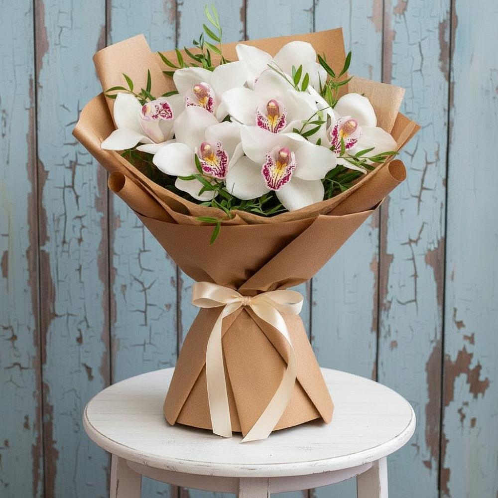 Букет цветов из: Орхидеи и Розы в Фельдмаршальском