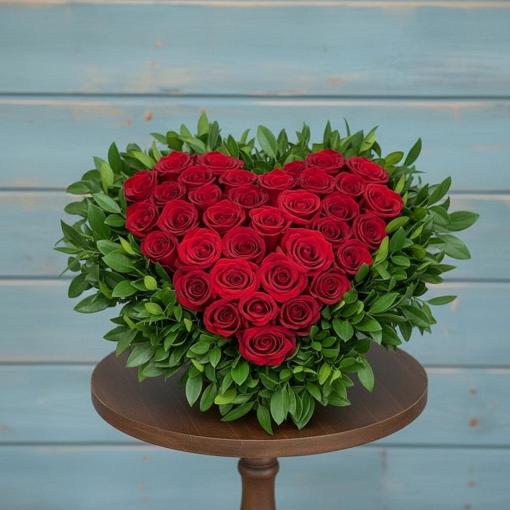 Цветочная композиция из Розы в виде сердца в Фельдмаршальском