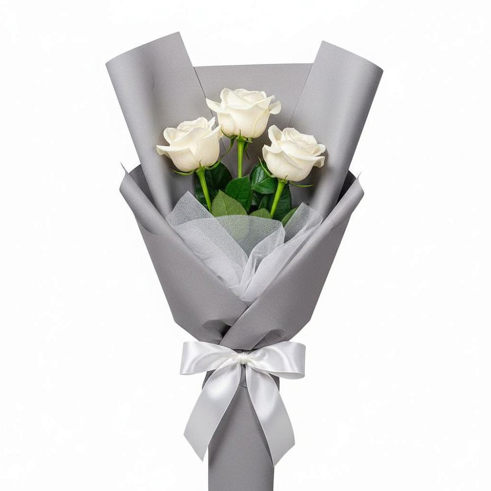 Букет 3 белые розы в Фельдмаршальском