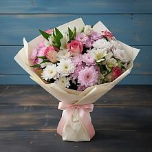 Букет цветов из:  Хризантемы, Альстромерии и Розы в Фельдмаршальском