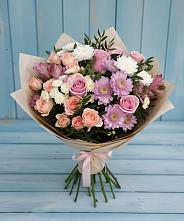 Букет цветов из:  Хризантемы, Розы и Альстромерии в Фельдмаршальском