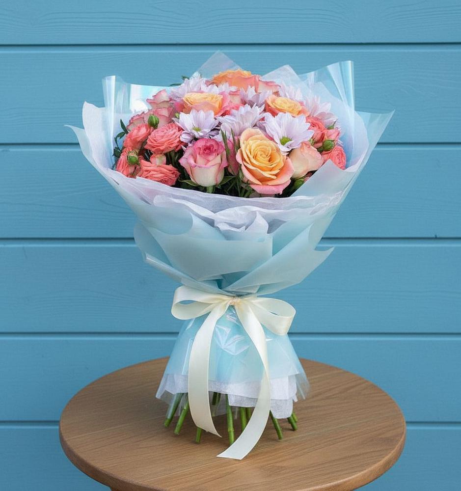 Букет цветов из: Хризантемы и Розы в Фельдмаршальском